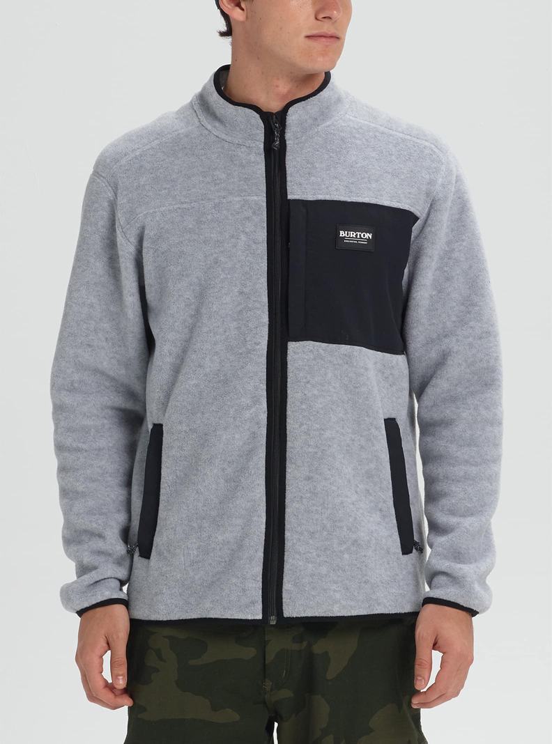 Burton Hearth Full-Zip Fleece Sweatshirts Herren Grau Schwarz | 512-AKSFWM