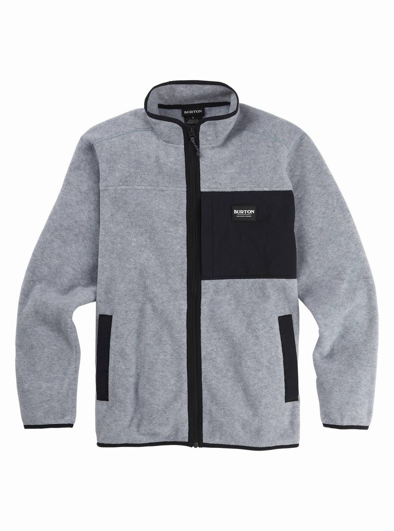 Burton Hearth Full-Zip Fleece Sweatshirts Herren Grau Schwarz | 512-AKSFWM