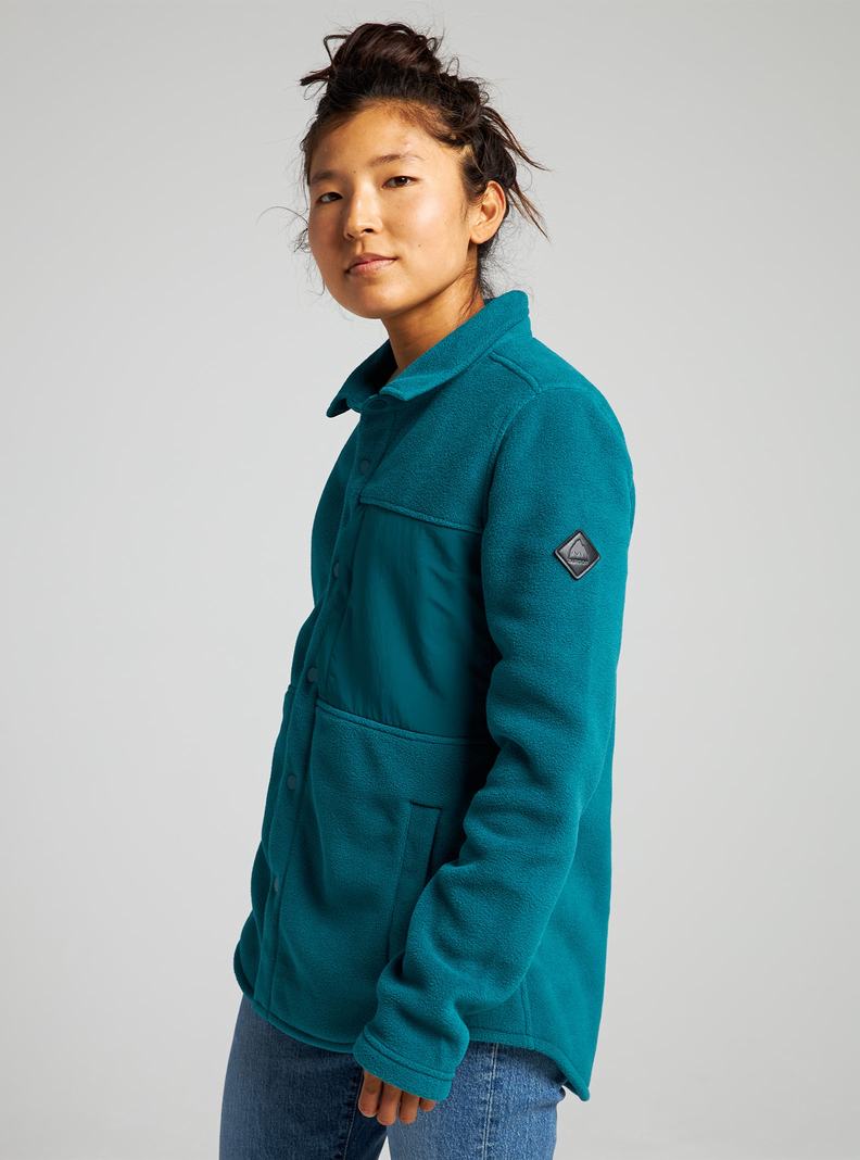 Burton Hearth Snap Up Fleece Hemd Damen Blau | 031-TUAKOP