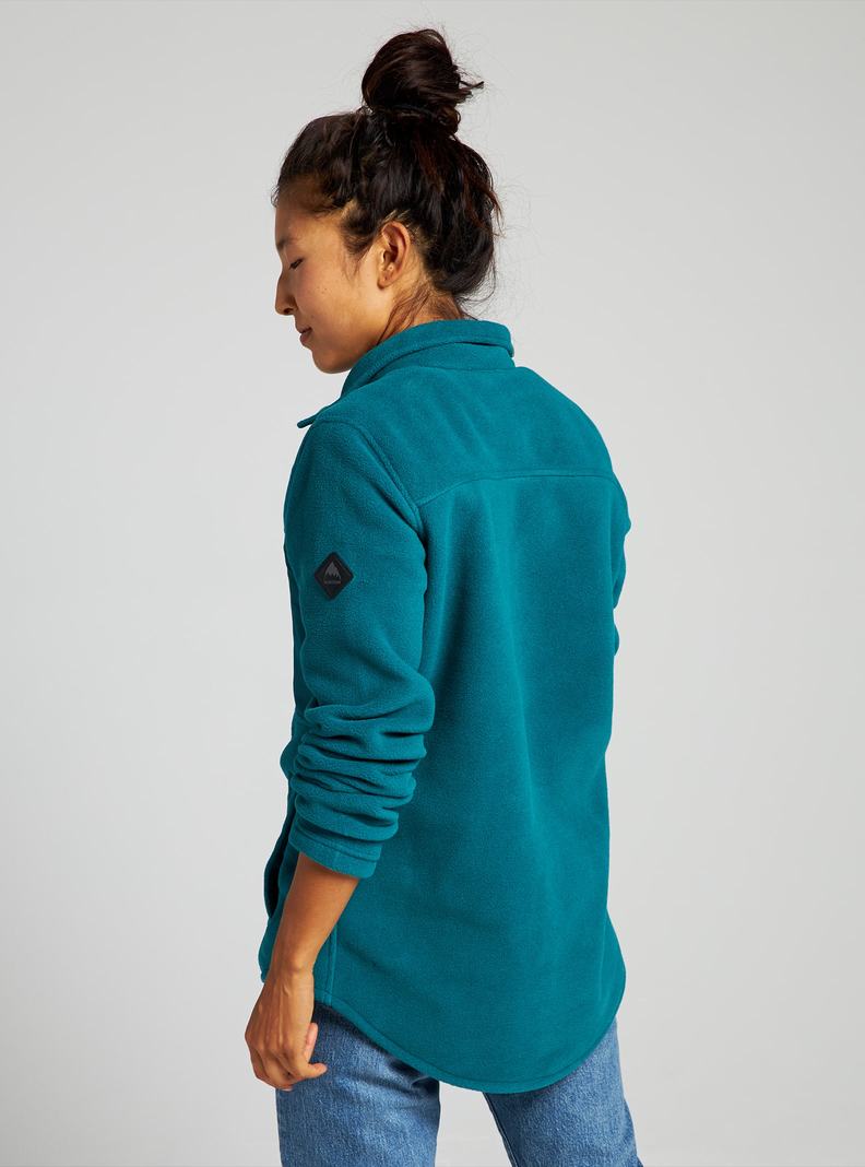 Burton Hearth Snap Up Fleece Hemd Damen Blau | 031-TUAKOP