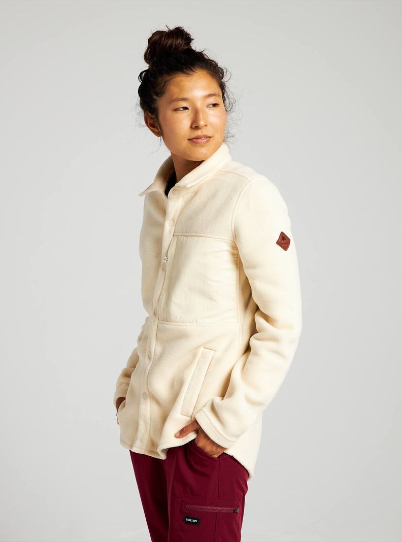 Burton Hearth Snap Up Fleece Hemd Damen Beige | 065-HVDZEQ