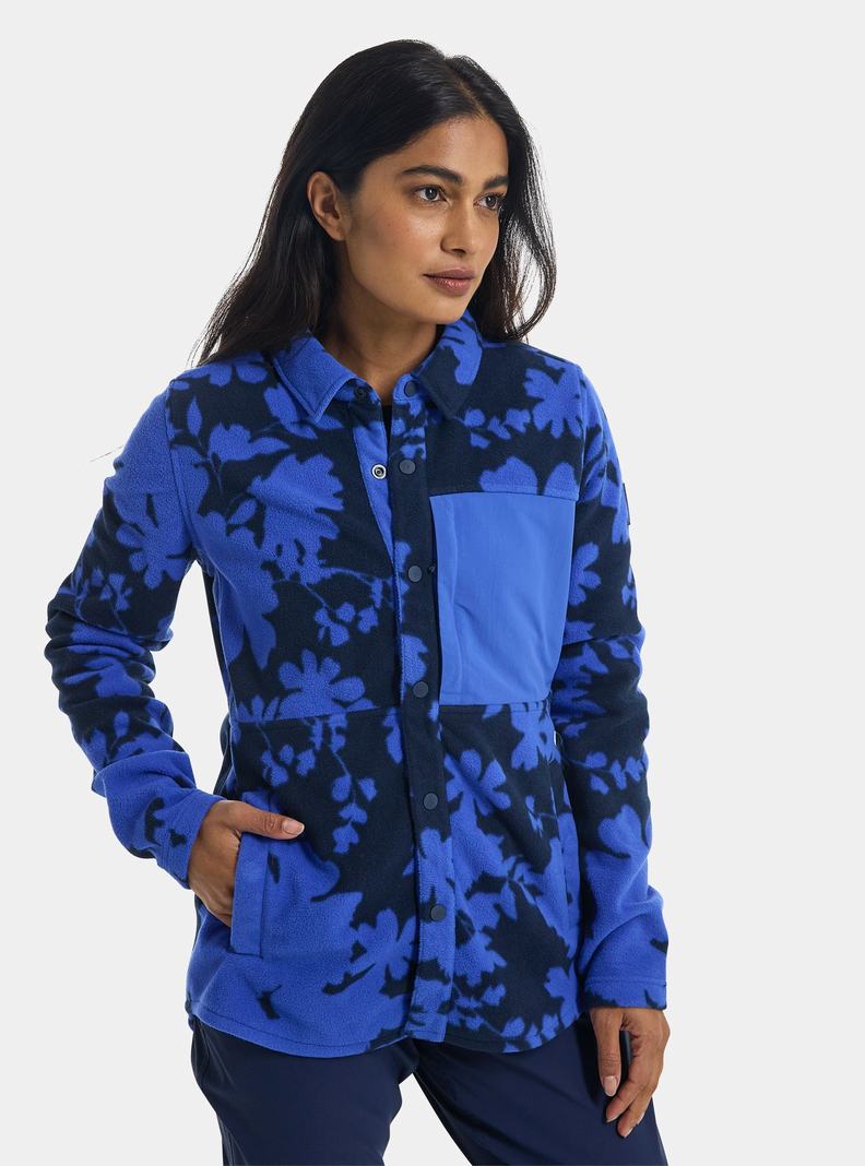 Burton Hearth Snap-Up Fleece Hemd Damen Blau | 201-JYWUGO