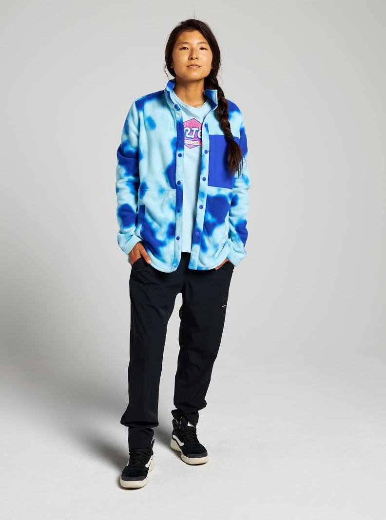 Burton Hearth Snap Up Fleece Hemd Damen Blau | 910-GWCBUZ