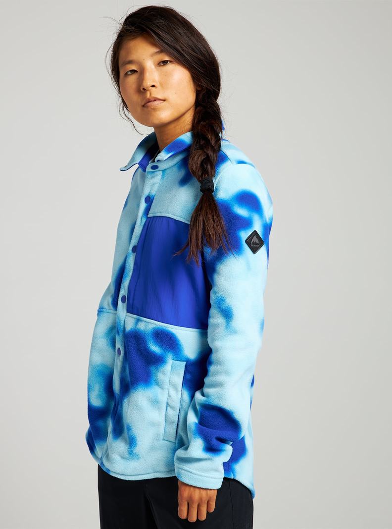 Burton Hearth Snap Up Fleece Hemd Damen Blau | 910-GWCBUZ