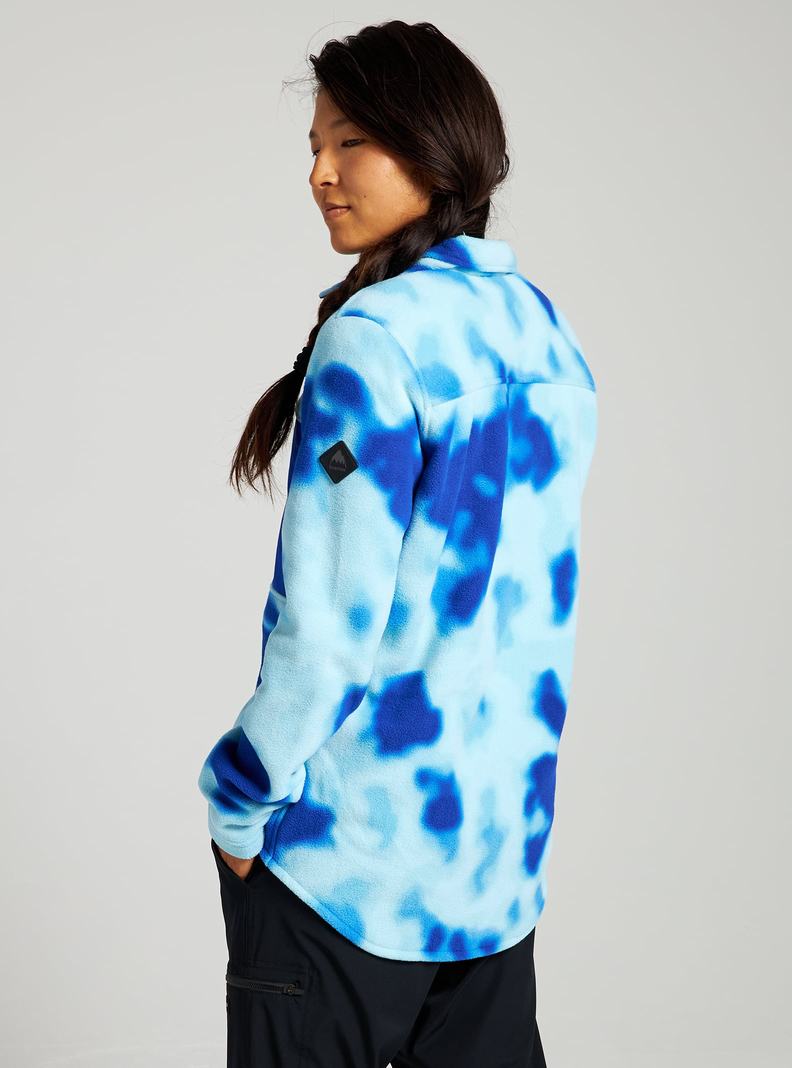 Burton Hearth Snap Up Fleece Hemd Damen Blau | 910-GWCBUZ