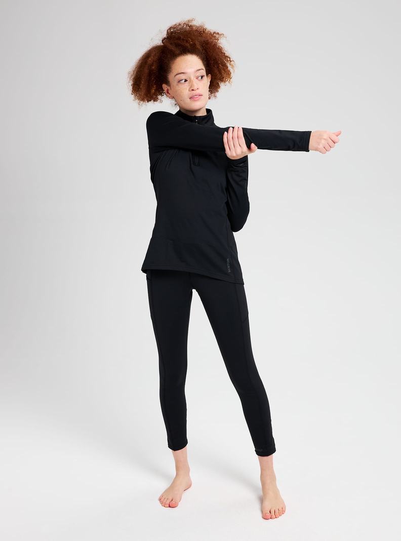 Burton Heavyweight X Base Layer Quarter-Zip Funktionswäsche Damen Schwarz | 419-DECVSJ