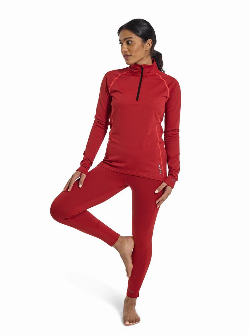 Burton Heavyweight X Base Layer Quarter-Zip Funktionswäsche Damen Rot | 928-GTMADO