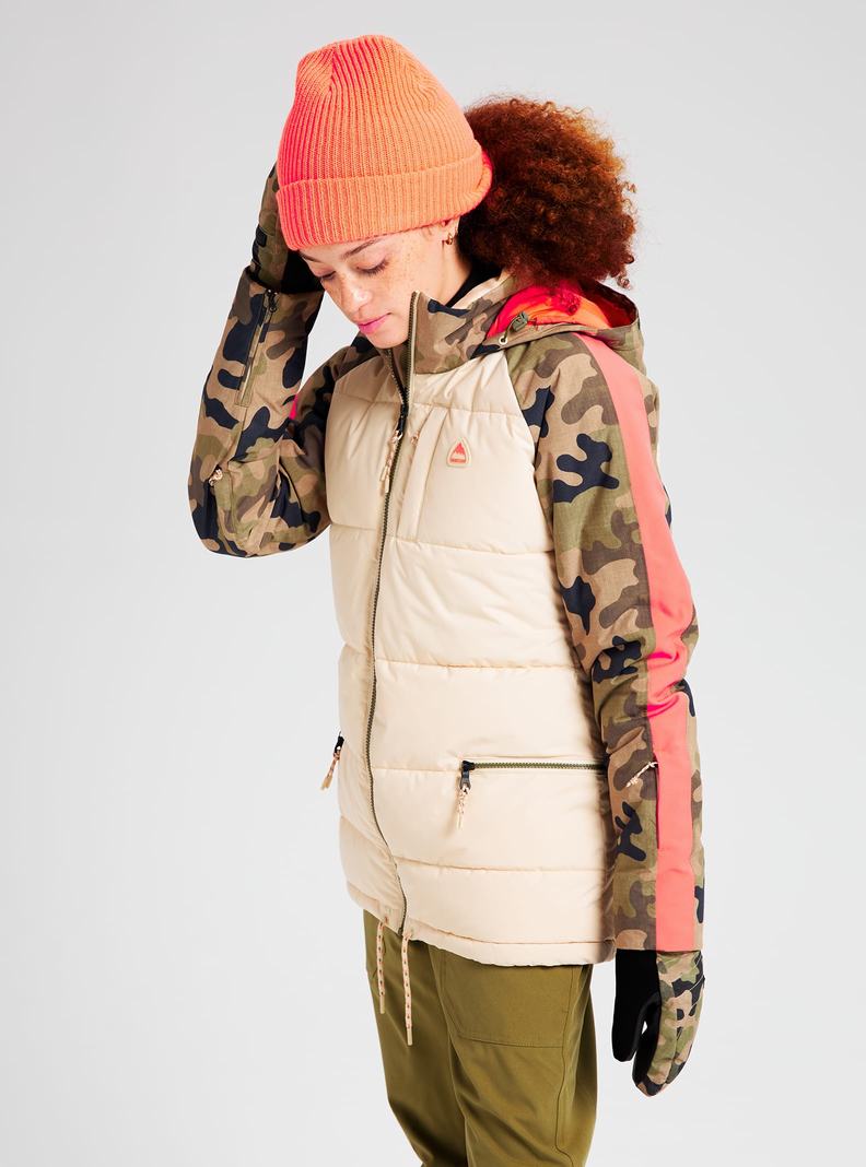Burton Keelan Snowboardjacke Damen Beige Olivgrün Camouflage | 897-QSJOIW