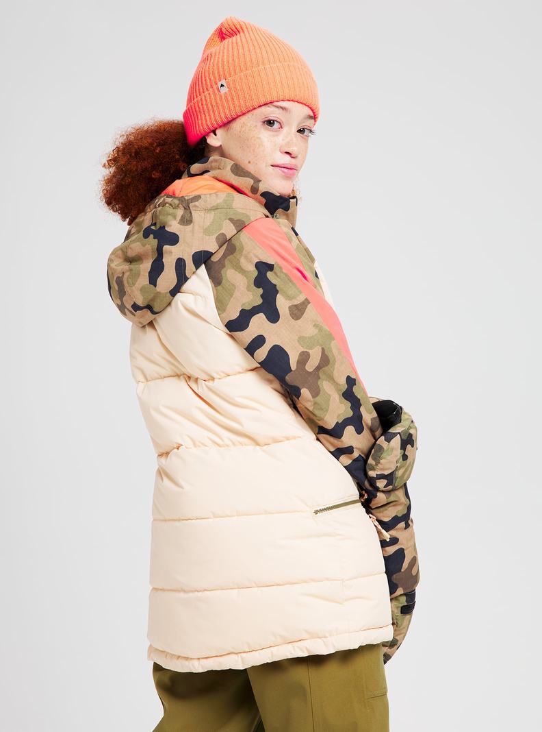 Burton Keelan Snowboardjacke Damen Beige Olivgrün Camouflage | 897-QSJOIW