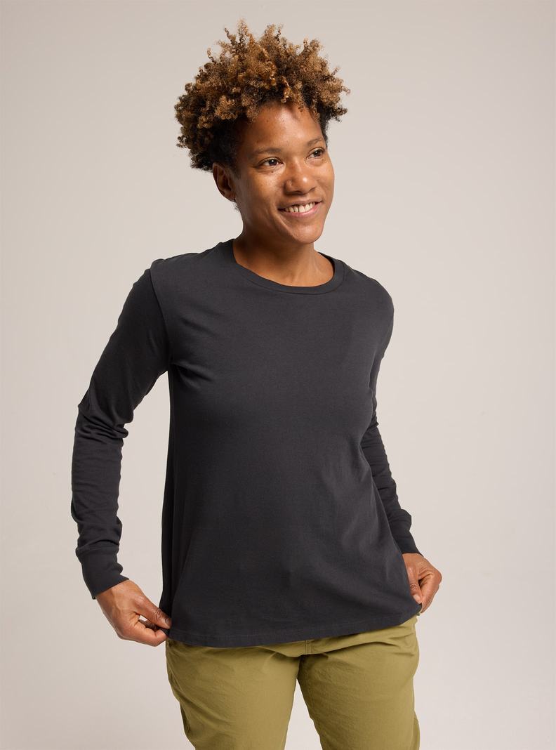Burton Klassische Blank Long Sleeve T-Shirts Damen Schwarz | 408-WIDXMU