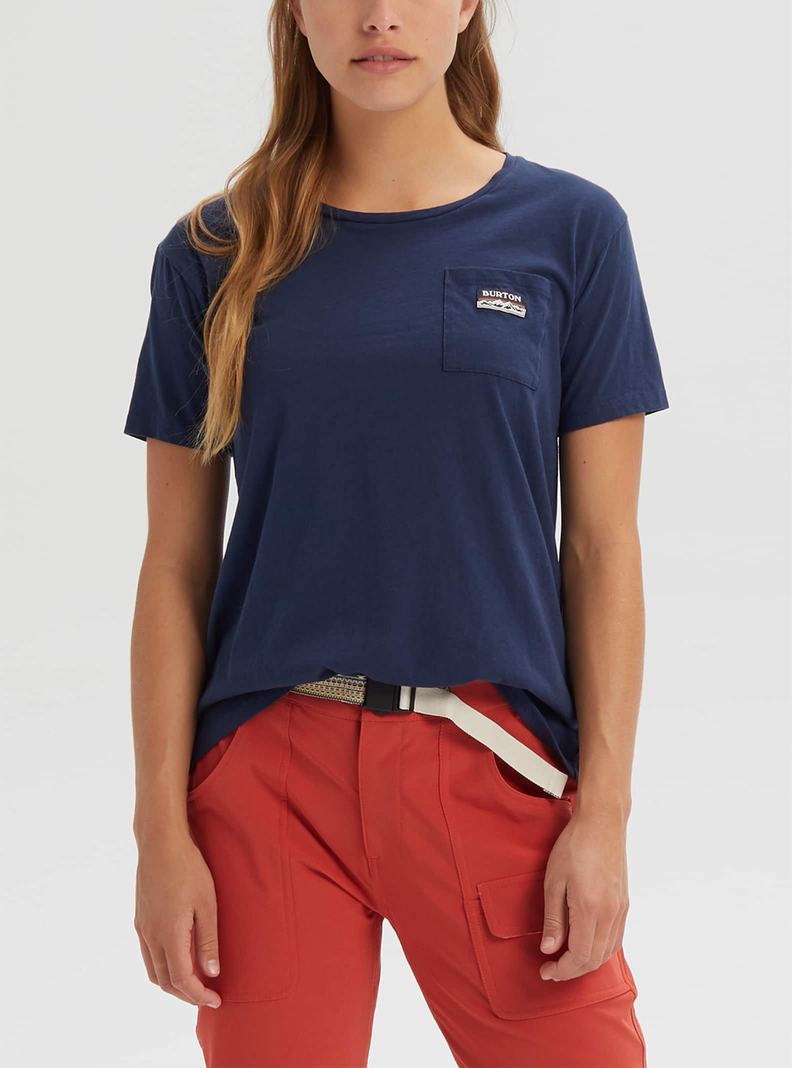 Burton Klassische Kurzes Sleeve Pocket T-Shirts Damen Blau | 470-PJQINB
