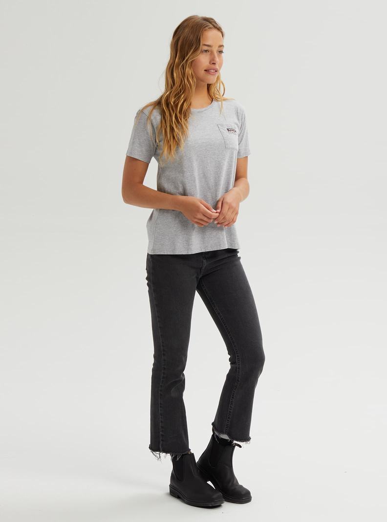 Burton Klassische Kurzes Sleeve Pocket T-Shirts Damen Grau | 846-ZYFQJO