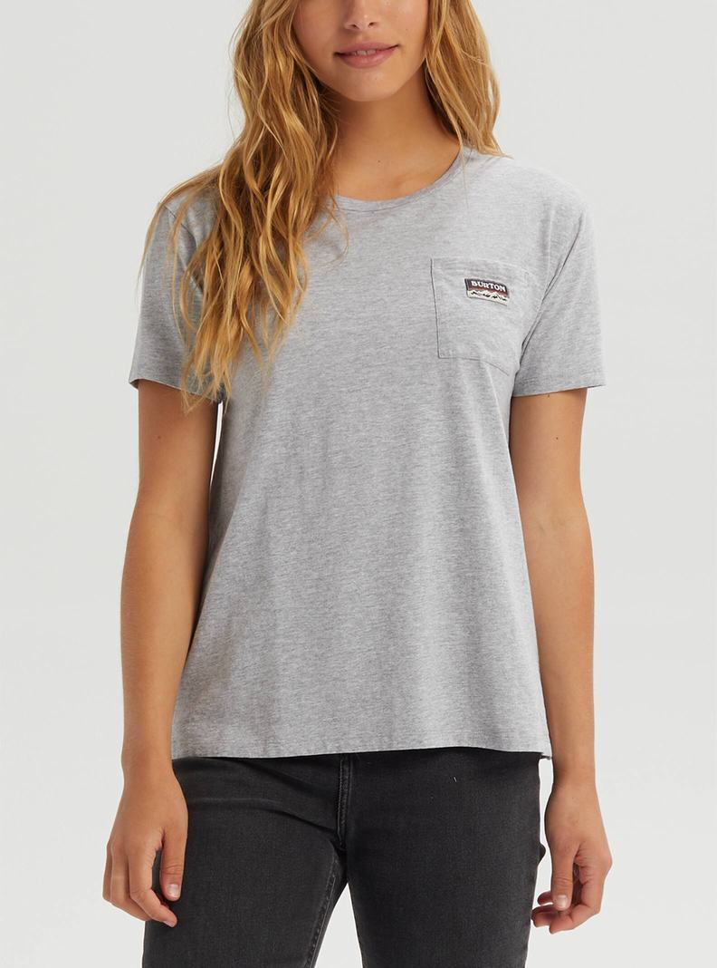 Burton Klassische Kurzes Sleeve Pocket T-Shirts Damen Grau | 846-ZYFQJO
