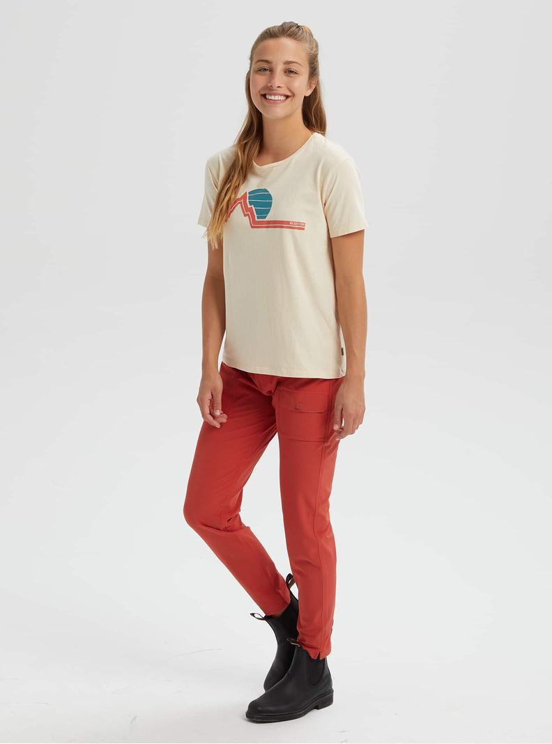 Burton Klassische Retro Kurzes Sleeve T-Shirts Damen Beige | 341-ANKBVI