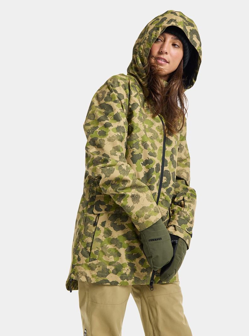 Burton Lalik 2L Snowboardjacke Damen Grün Camouflage | 120-RXUVAT