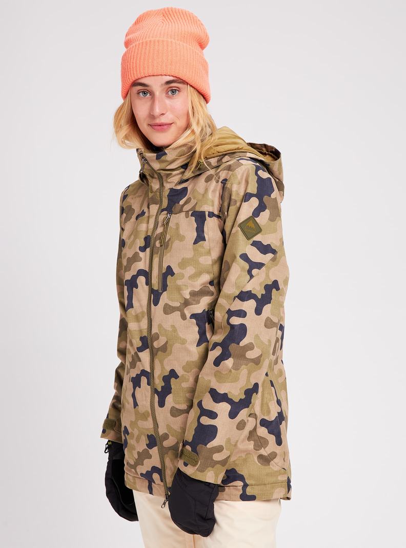 Burton Lelah Snowboardjacke Damen Olivgrün Camouflage | 568-CGRJAE