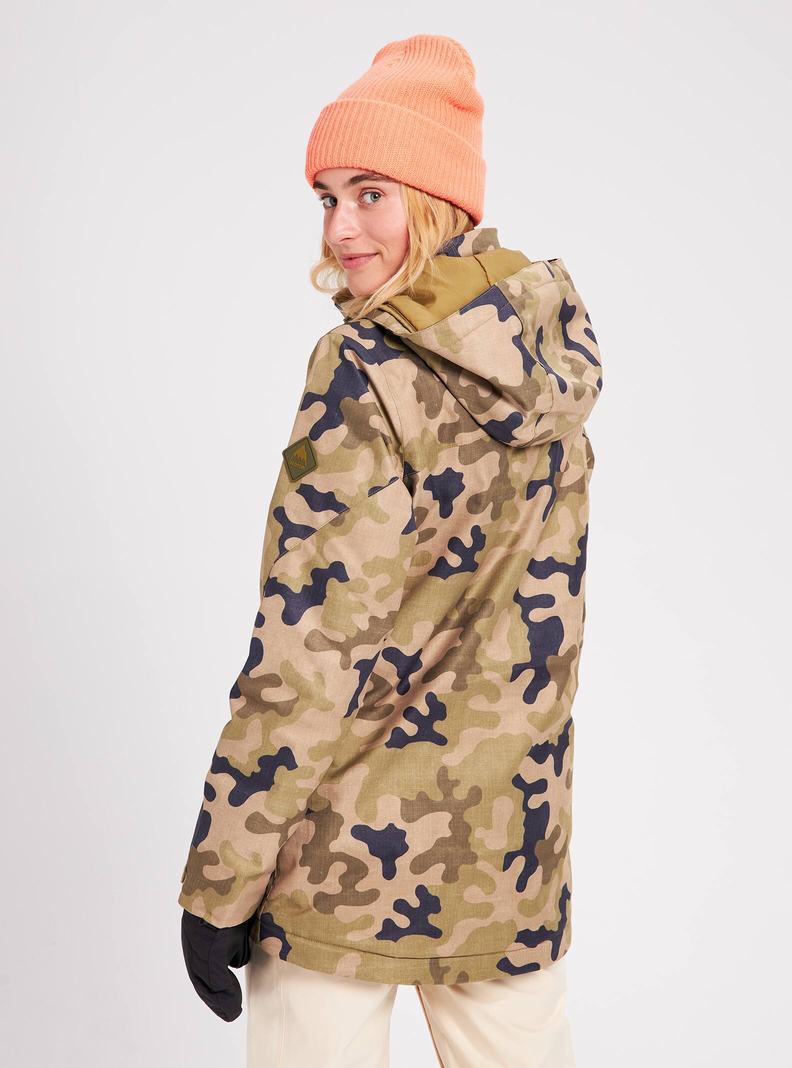 Burton Lelah Snowboardjacke Damen Olivgrün Camouflage | 568-CGRJAE