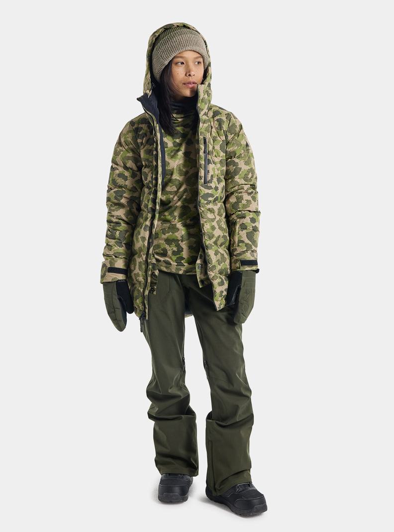 Burton Loyil Down Snowboardjacke Damen Grün Camouflage | 057-LEAZHI