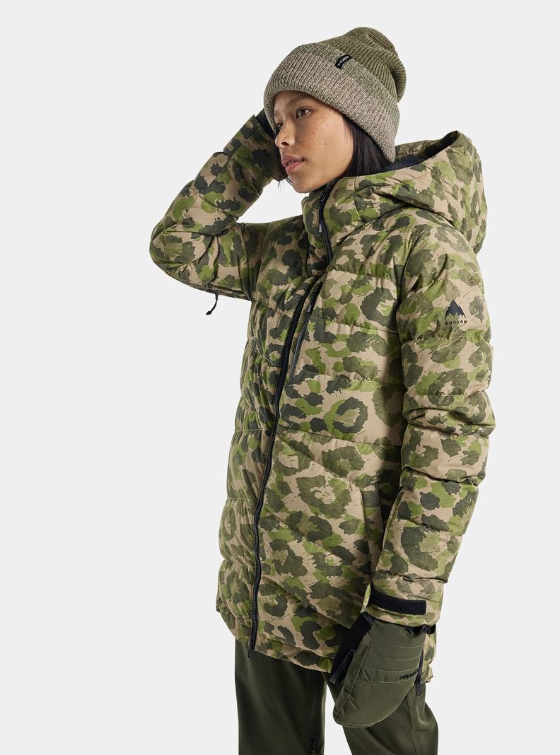 Burton Loyil Down Snowboardjacke Damen Grün Camouflage | 057-LEAZHI