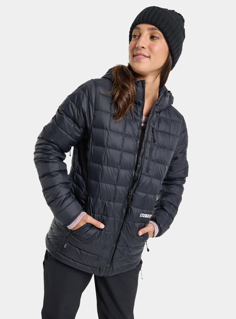 Burton Mid-Heat Mit Kapuze Down Insulated Snowboardjacke Damen Schwarz | 514-KVJWPX