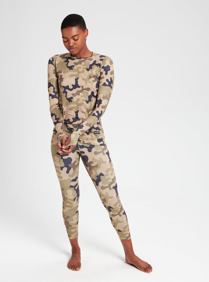 Burton Midweight Base Layer Crew Funktionswäsche Damen Olivgrün Camouflage | 579-ZEFPUI