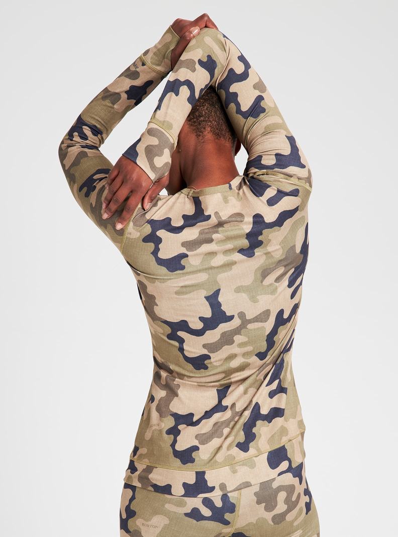 Burton Midweight Base Layer Crew Funktionswäsche Damen Olivgrün Camouflage | 579-ZEFPUI