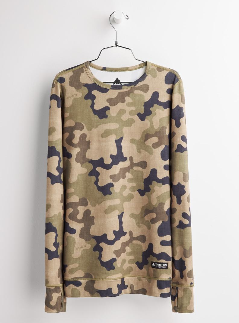 Burton Midweight Base Layer Crew Funktionswäsche Damen Olivgrün Camouflage | 579-ZEFPUI