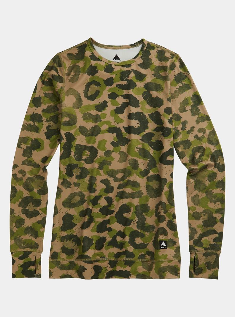 Burton Midweight Base Layer Crewneck Funktionswäsche Damen Khaki Grün | 724-FMKPWX