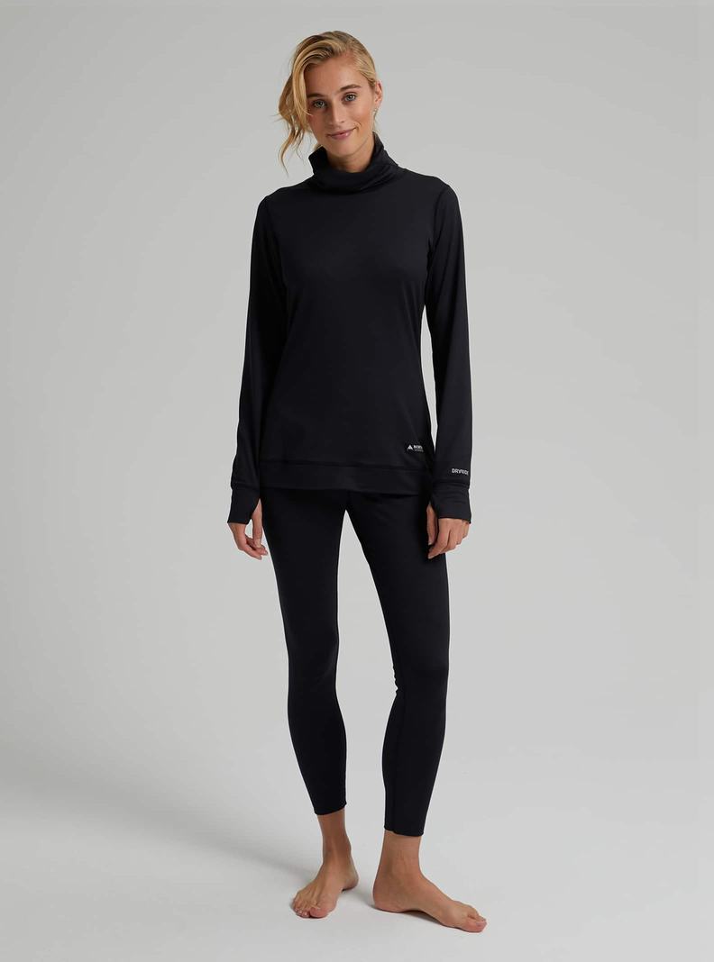 Burton Midweight Base Layer Long Neck Shirt Funktionswäsche Damen Schwarz | 064-PIOLFZ