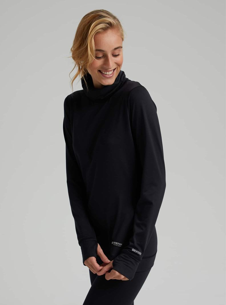 Burton Midweight Base Layer Long Neck Shirt Funktionswäsche Damen Schwarz | 064-PIOLFZ