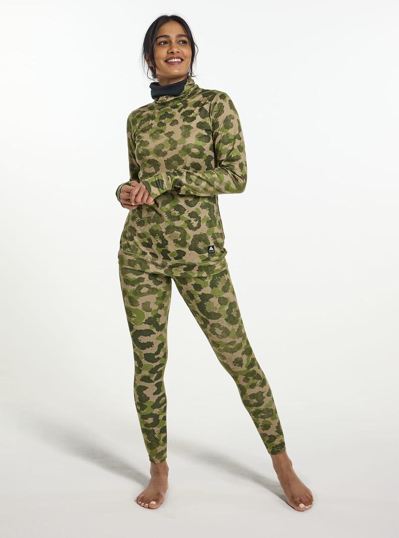 Burton Midweight Base Layer Long Neck Shirt Funktionswäsche Damen Khaki Grün | 143-WJCXEF