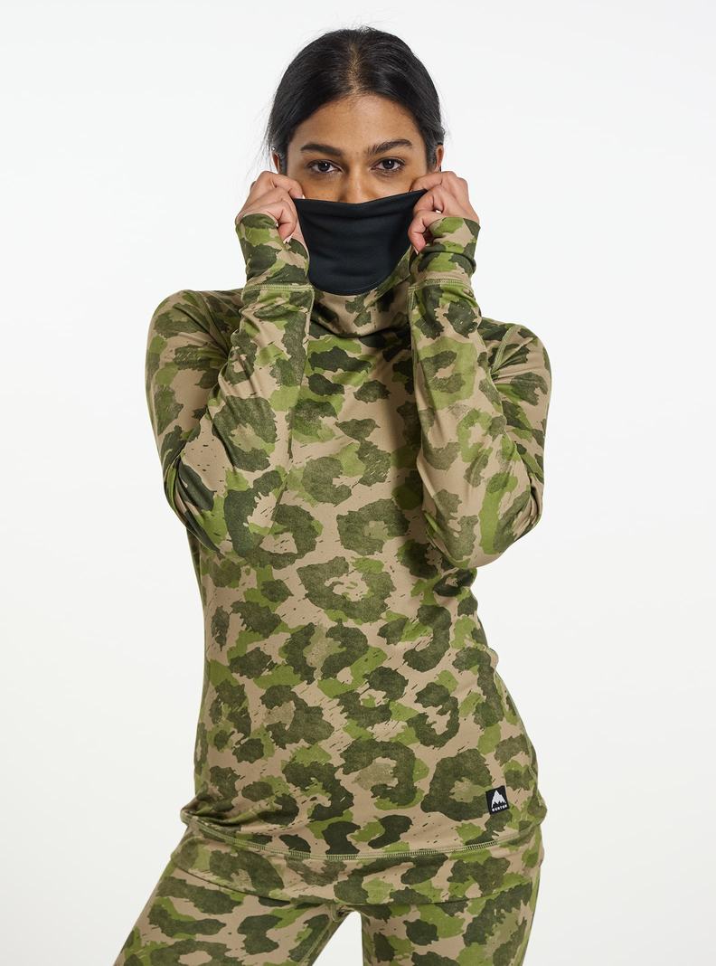 Burton Midweight Base Layer Long Neck Shirt Funktionswäsche Damen Khaki Grün | 143-WJCXEF