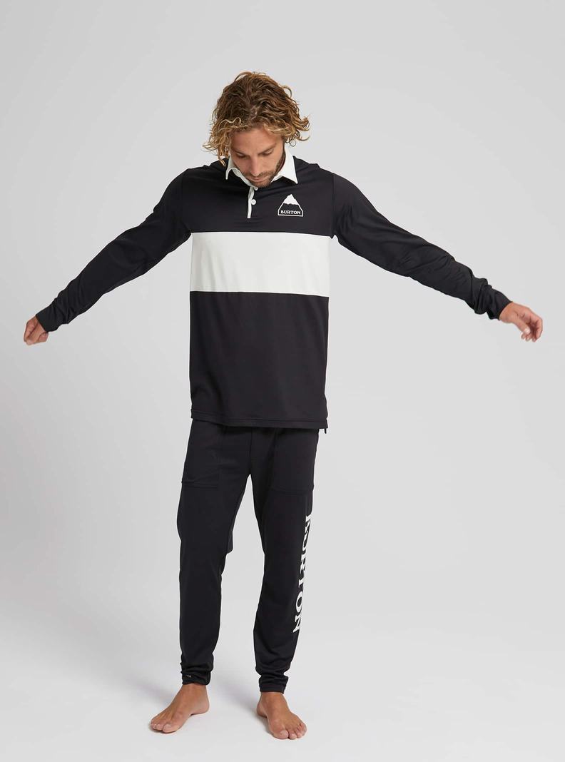 Burton Midweight Base Layer Rugby Shirt Funktionswäsche Herren Schwarz Weiß | 849-PTSELG