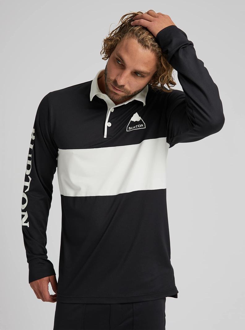 Burton Midweight Base Layer Rugby Shirt Funktionswäsche Herren Schwarz Weiß | 849-PTSELG