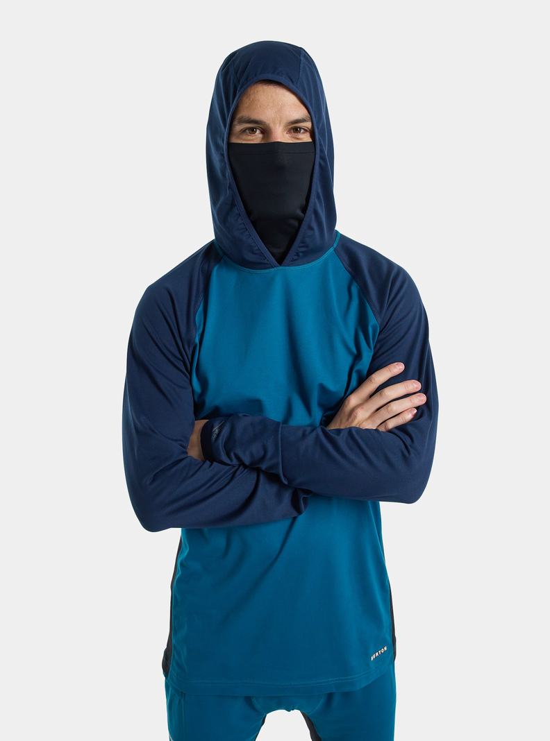 Burton Midweight X Base Layer Long Neck Hoodie Funktionswäsche Herren Blau | 685-QNLZVF