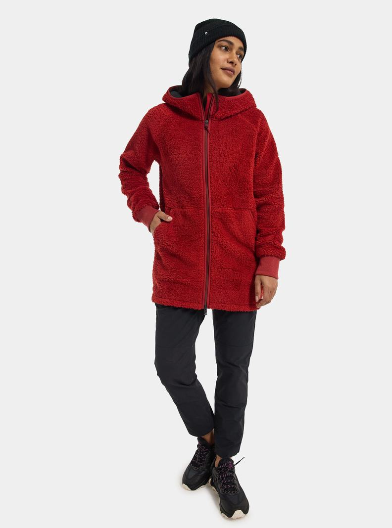 Burton Minxy Full-Zip Fleece Sweatshirts Damen Rot | 187-LVNYUD