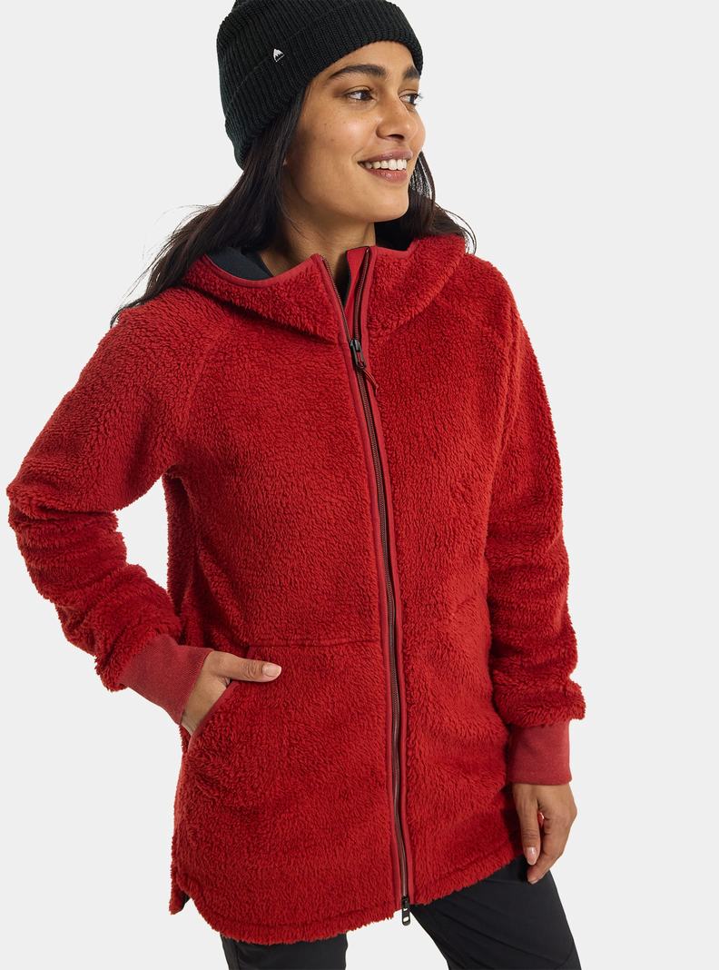 Burton Minxy Full-Zip Fleece Sweatshirts Damen Rot | 187-LVNYUD