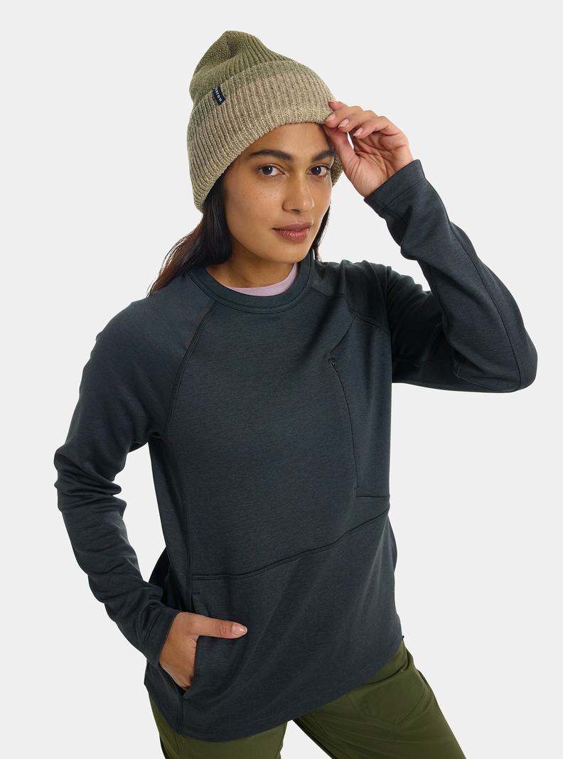 Burton Multipath Grid Crewneck Fleece Sweatshirts Damen Schwarz | 142-SGOAFQ