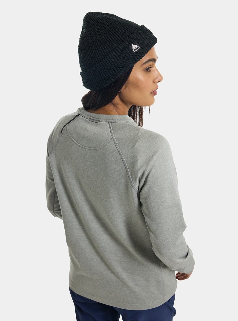 Burton Multipath Grid Crewneck Fleece Sweatshirts Damen Grau | 394-AJBIGZ