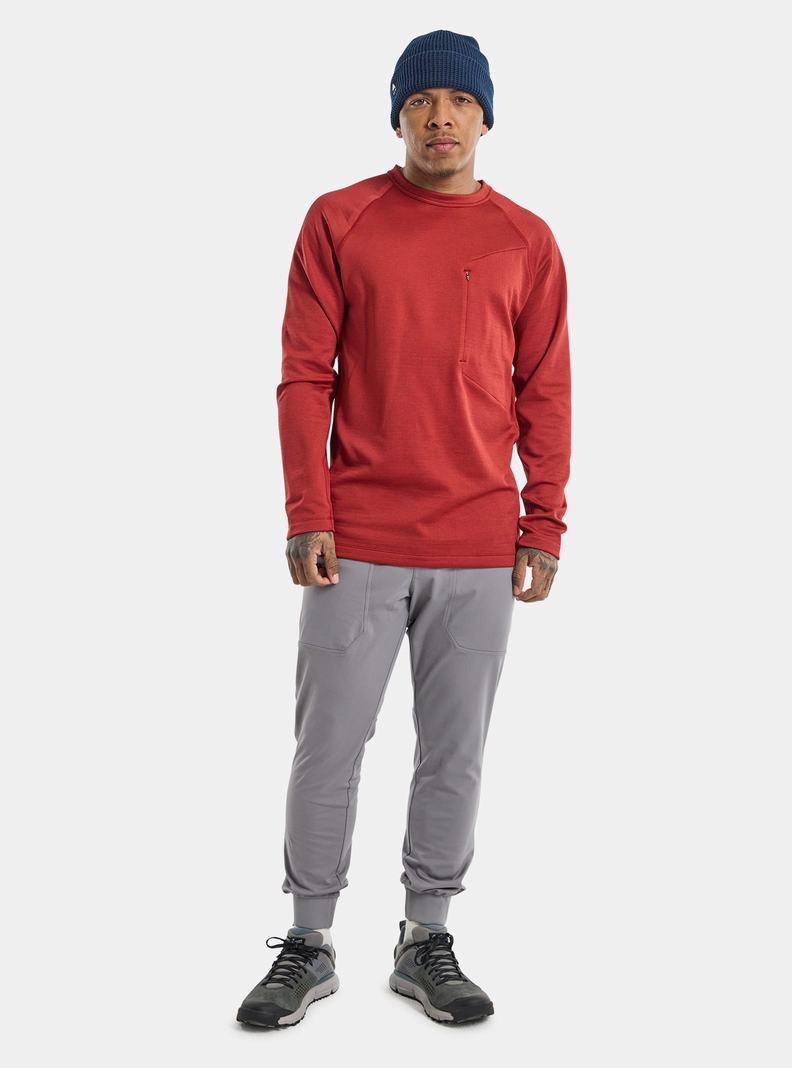 Burton Multipath Grid Crewneck Fleece Sweatshirts Herren Rot | 615-SQJDHC