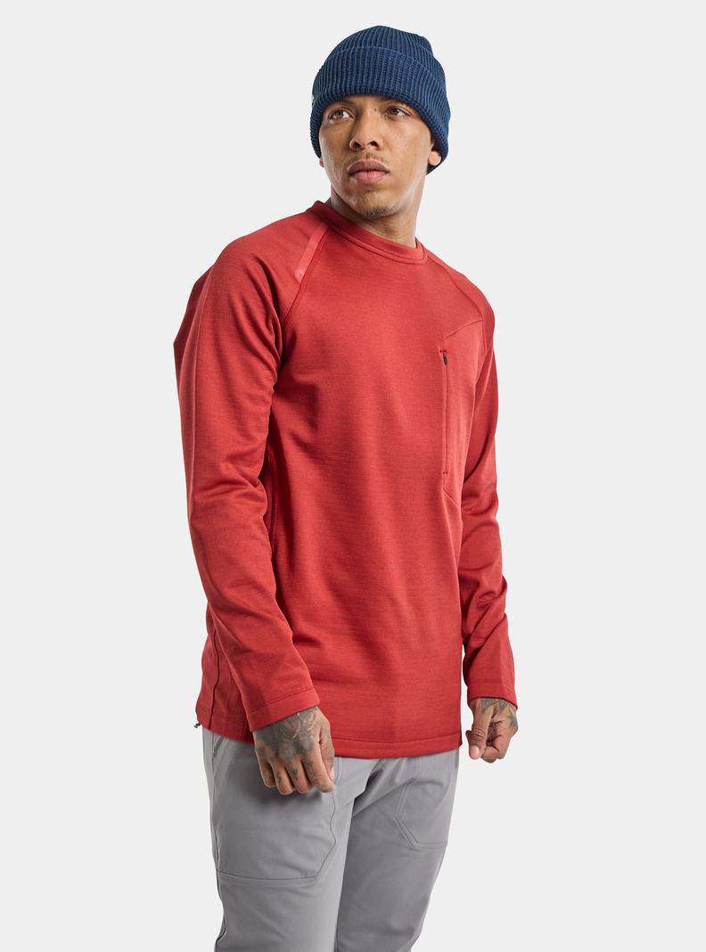 Burton Multipath Grid Crewneck Fleece Sweatshirts Herren Rot | 615-SQJDHC