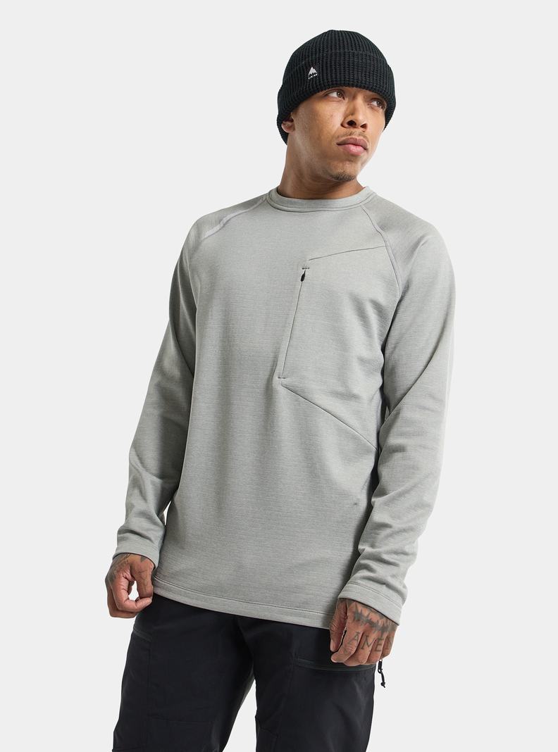 Burton Multipath Grid Crewneck Fleece Sweatshirts Herren Grau | 745-BJRVKE