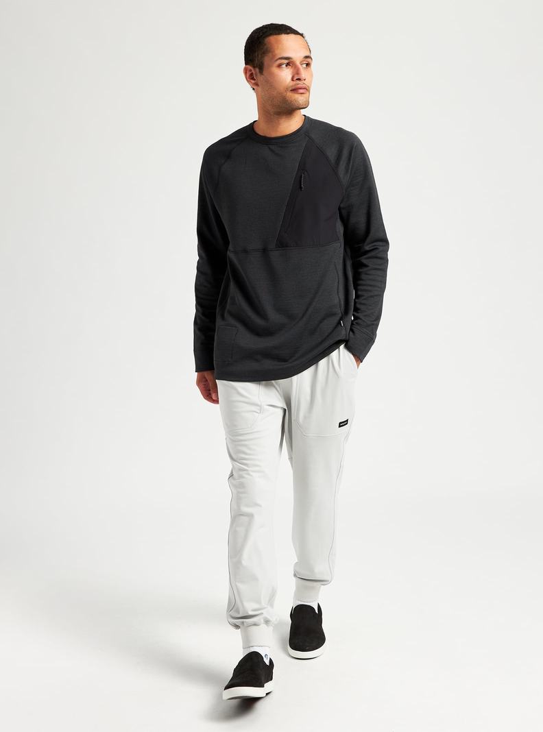 Burton Multipath Grid Crewneck Fleece Sweatshirts Herren Schwarz | 829-LKAQYV