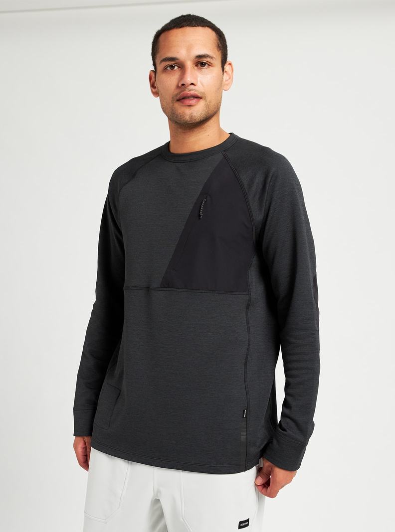 Burton Multipath Grid Crewneck Fleece Sweatshirts Herren Schwarz | 829-LKAQYV
