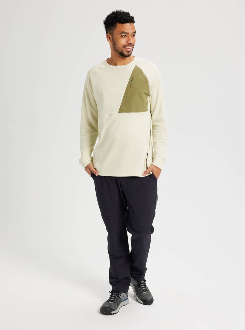 Burton Multipath Grid Crewneck Fleece Sweatshirts Herren Silber Grün | 967-GZIEMB