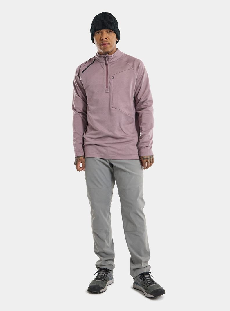 Burton Multipath Grid Quarter-Zip Fleece Sweatshirts Herren Lavendel | 345-SPJZNQ