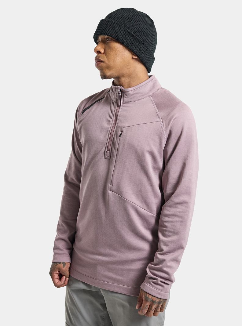 Burton Multipath Grid Quarter-Zip Fleece Sweatshirts Herren Lavendel | 345-SPJZNQ