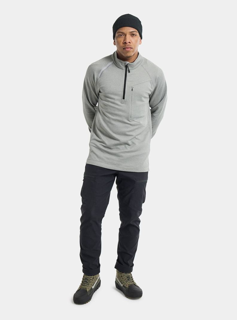 Burton Multipath Grid Quarter-Zip Fleece Sweatshirts Herren Grau | 380-UKMFHJ