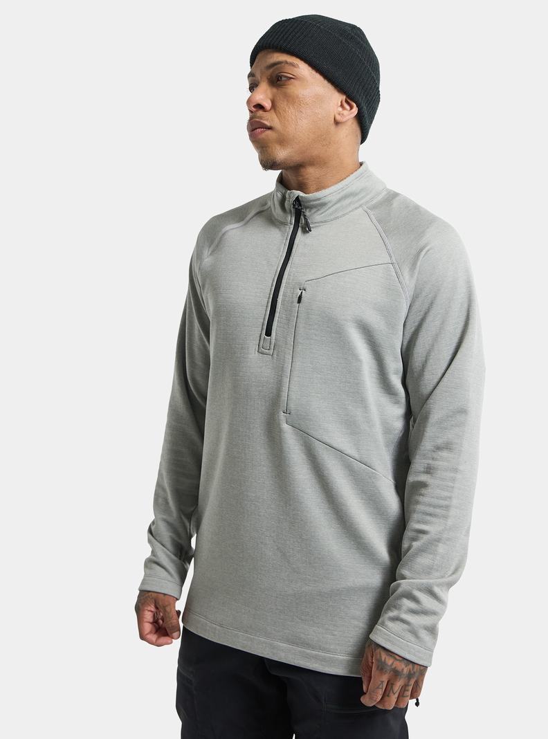 Burton Multipath Grid Quarter-Zip Fleece Sweatshirts Herren Grau | 380-UKMFHJ