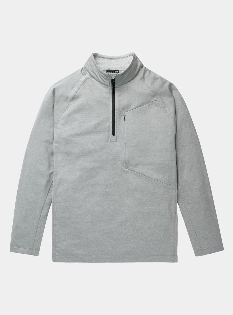 Burton Multipath Grid Quarter-Zip Fleece Sweatshirts Herren Grau | 380-UKMFHJ